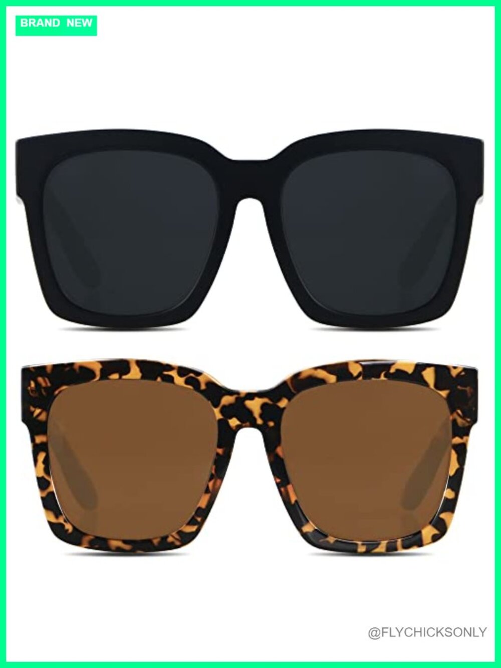 Oversized Square Sunglasses for Women UV400 Protection Wide Frame